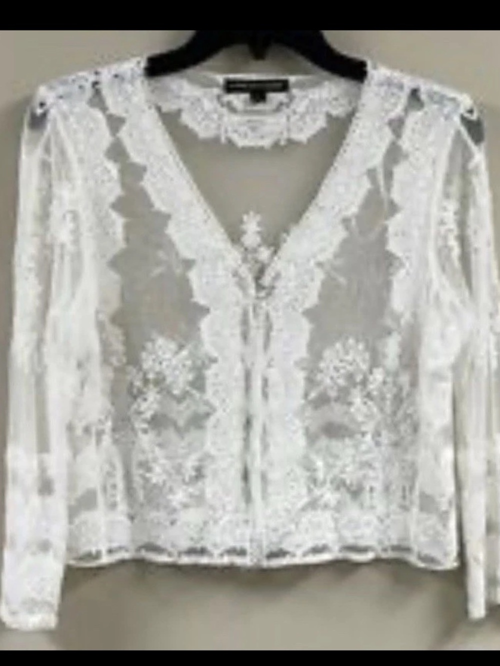 Chris McLaughlin NWT White Sheer Lace Embroidered Shrug Cardigan 3X - Picture 3 of 16